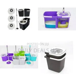 Space Saving 360° Dual Duo Floor Spin Mop Dispenser Bucket Set