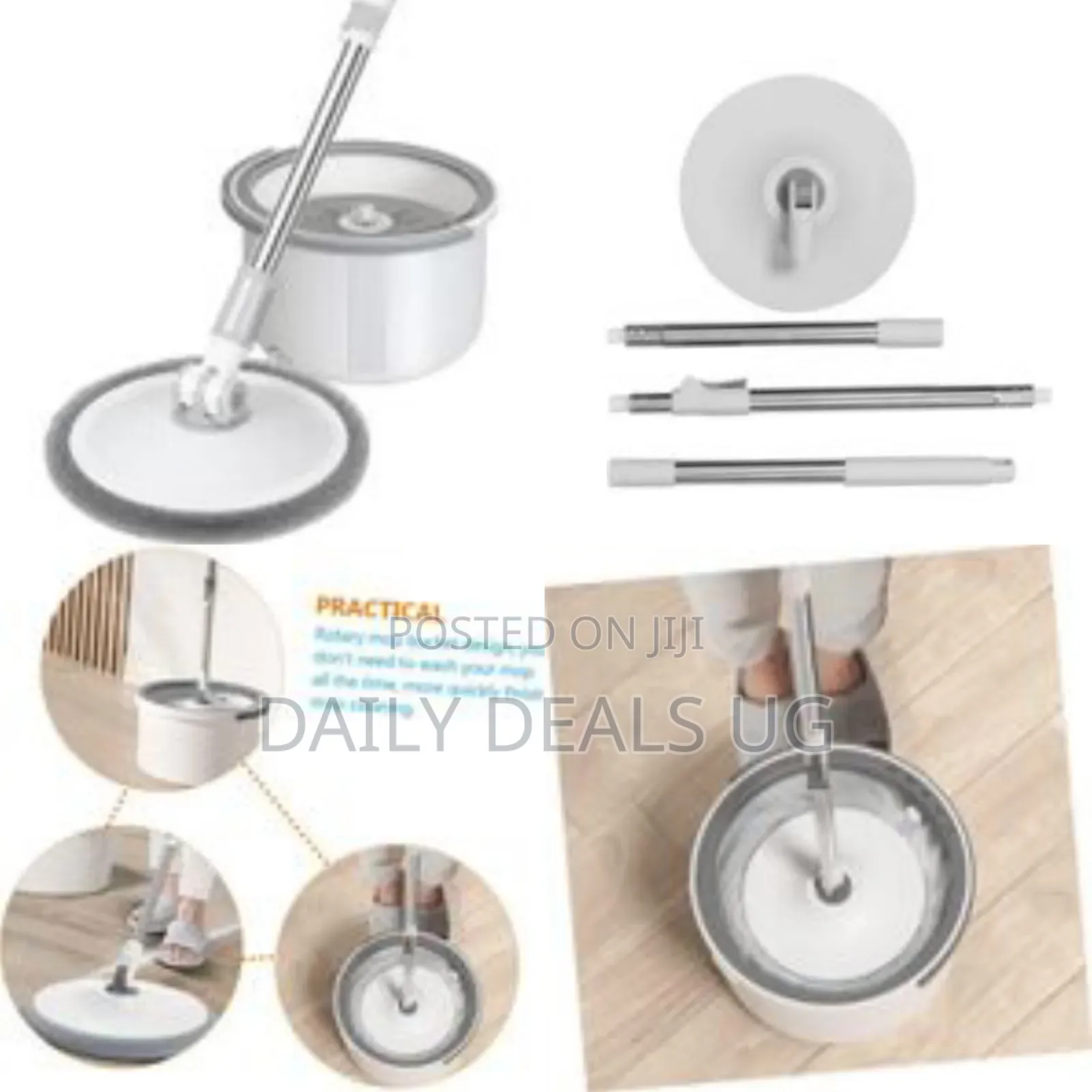 Disc Bucket Spinning Mop 360° Round Cleaning Mop Head Wash Floor