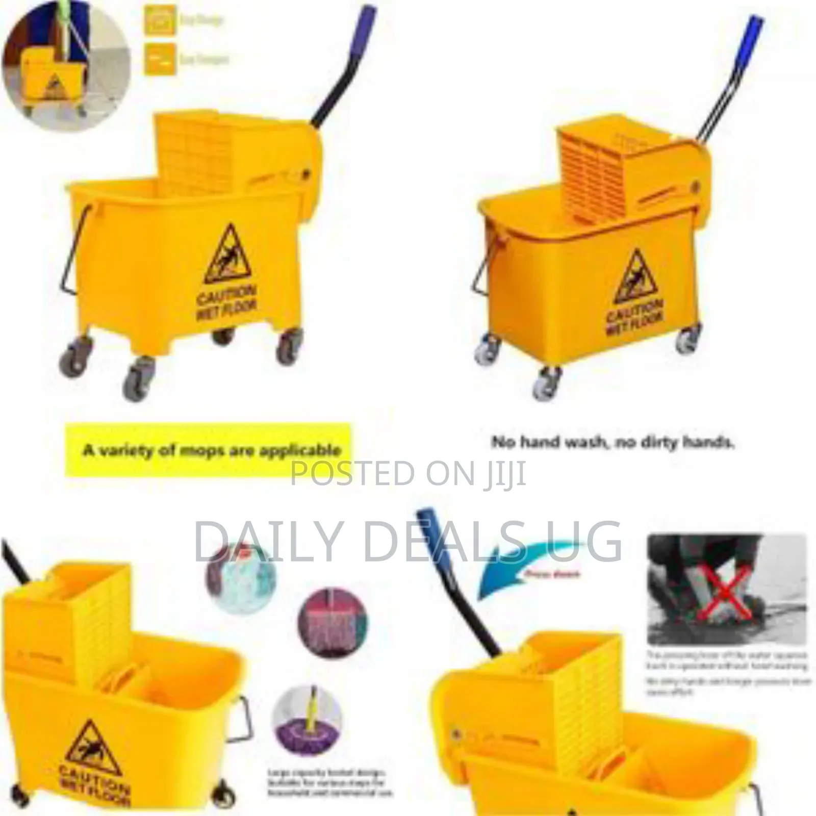 32l Mop Bucket Side Press Wringer Cleaning Commercial Mop Bucket