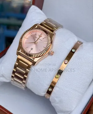 Rose Gold Strapped Emporio Armani Classy Women's Wrist Time Piece