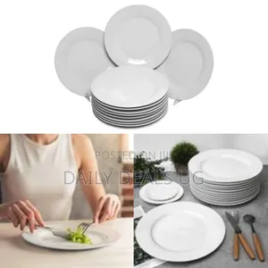 8 Inch 12 -Piece Porcelain Salad, Dessert Dinner Serving Plates-White