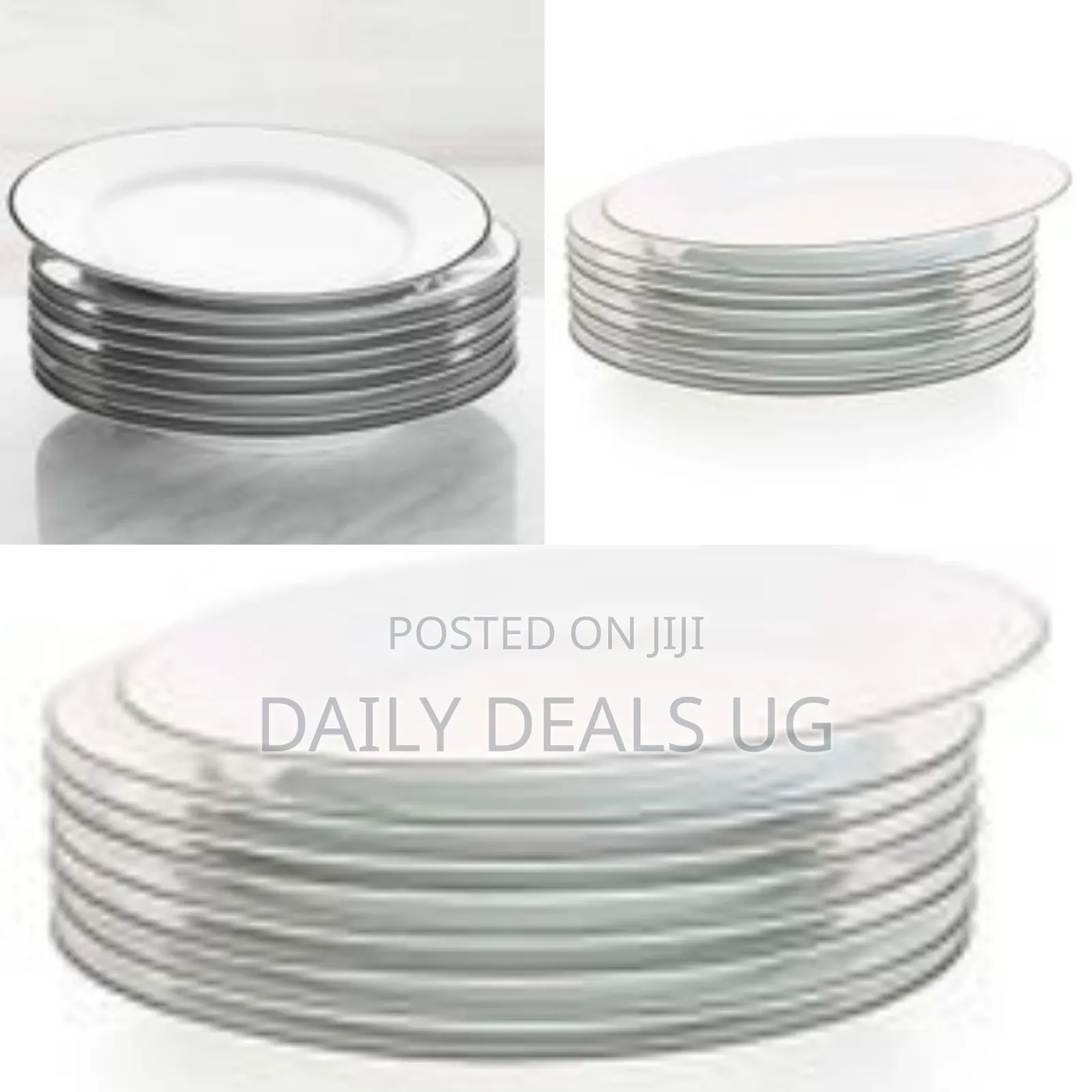 9 LNCH 6 Pieces of Black Line Plates, White