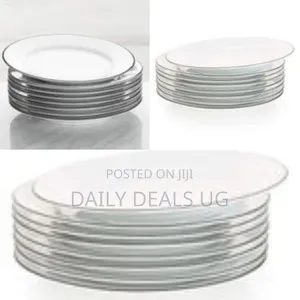 9 LNCH 6 Pieces of Black Line Plates, White