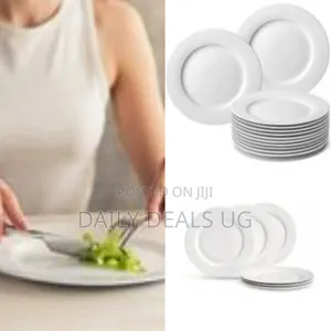 6 Inch 12-Piece Porcelain Salad, Dessert Side Plates-White