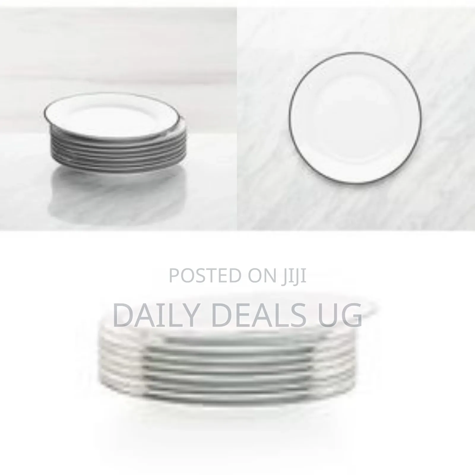 6 Pieces of Black Line Side Plates, White