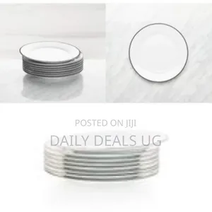 6 Pieces of Black Line Side Plates, White