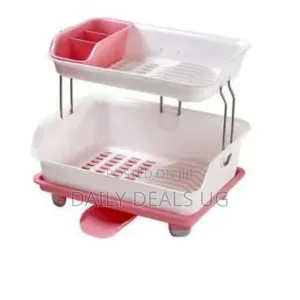 Multi-Purpose Dish Drying Draining Rack Storage Organizer-Pink