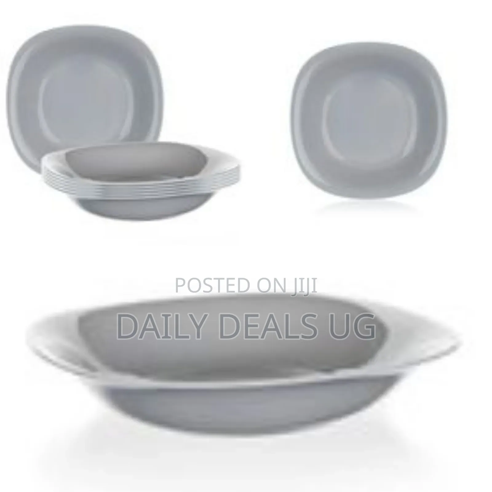 Luminarc 6 Pieces of Luminarc Square Plain Bowl Soup Plates -Grey