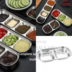 2 Compartment Salad Sauce Dish Food Dipping Bowl Seasoning Tray