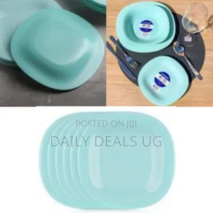Luminarc 6 Pieces of Luminarc Square Plain Design Dinner Plates -Green