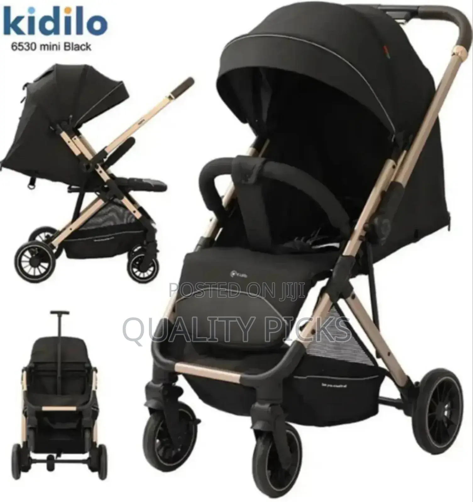 Kidilo Baby Stroller, Foldable Luxury Infant Carriage.