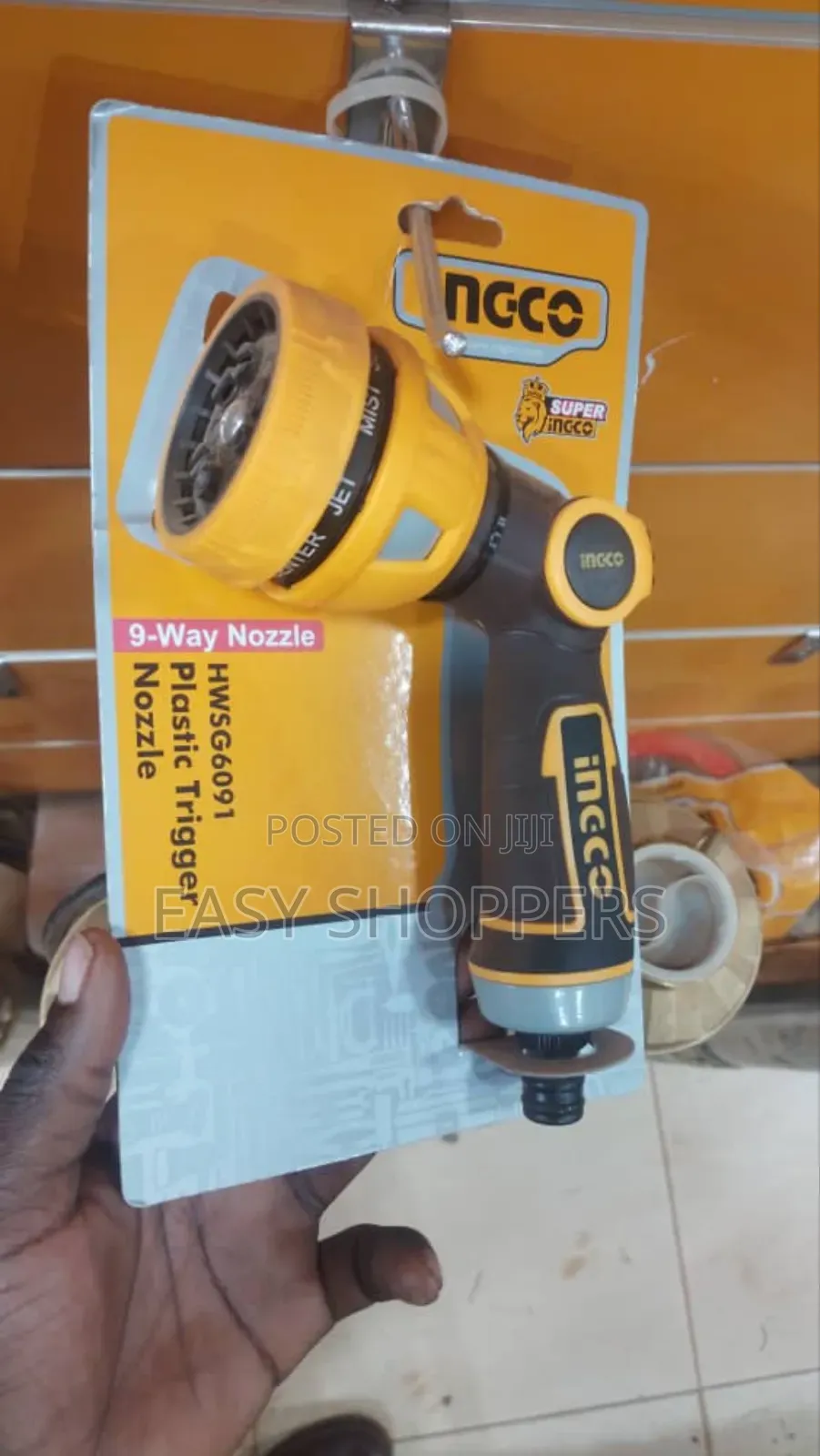 Ingco Garden Hose Nozzle, 9-Way Adjustable Plastic Trigger Sprayer