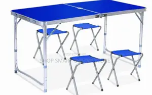 Foldable Camping Table and 4 Chairs Set