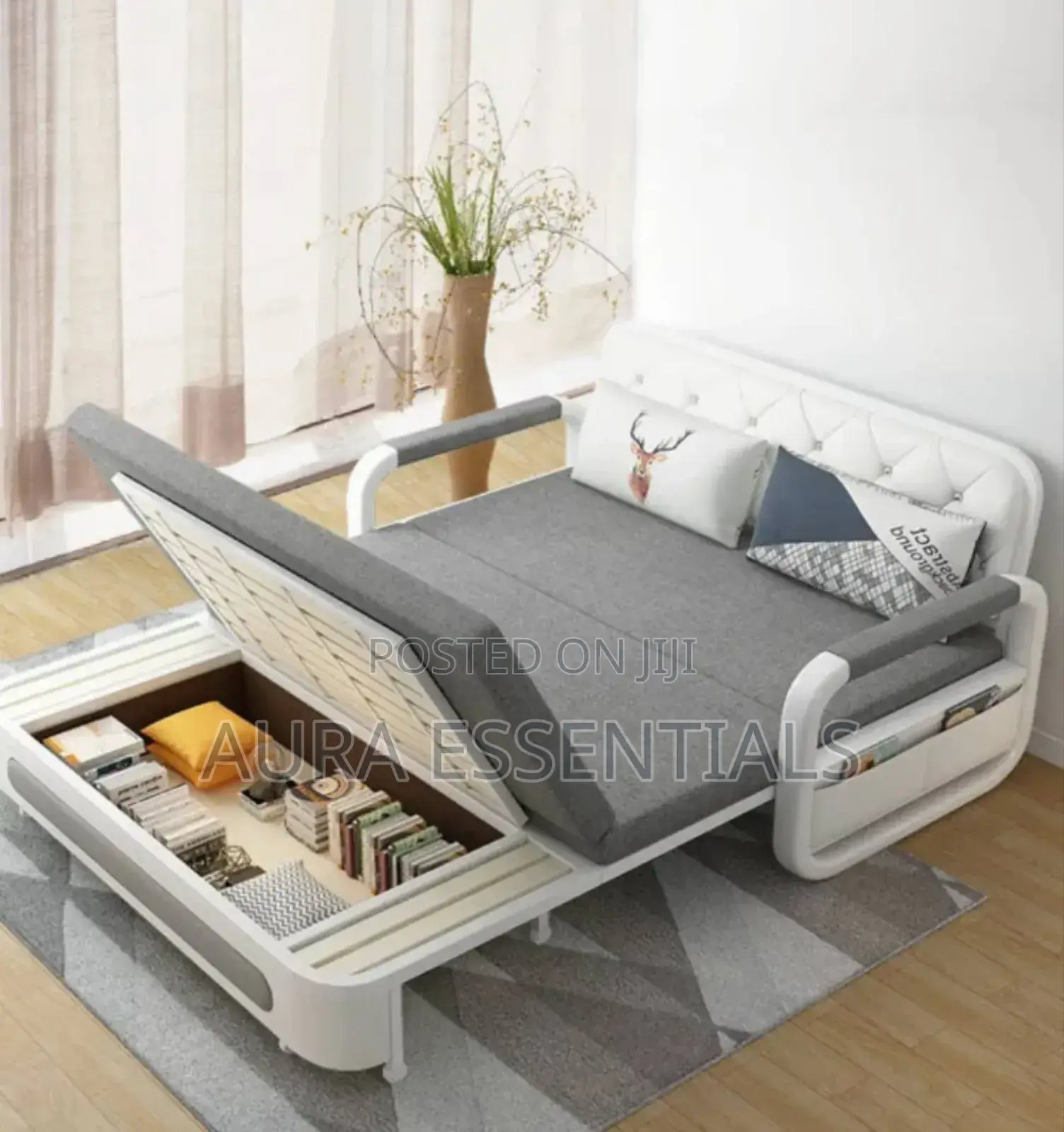 5by6 Double Seater Foldable Sofa Bed With Storage