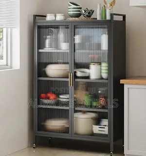 Metal Kitchen Multifunction Double Door  Organiser Rack With Shelves