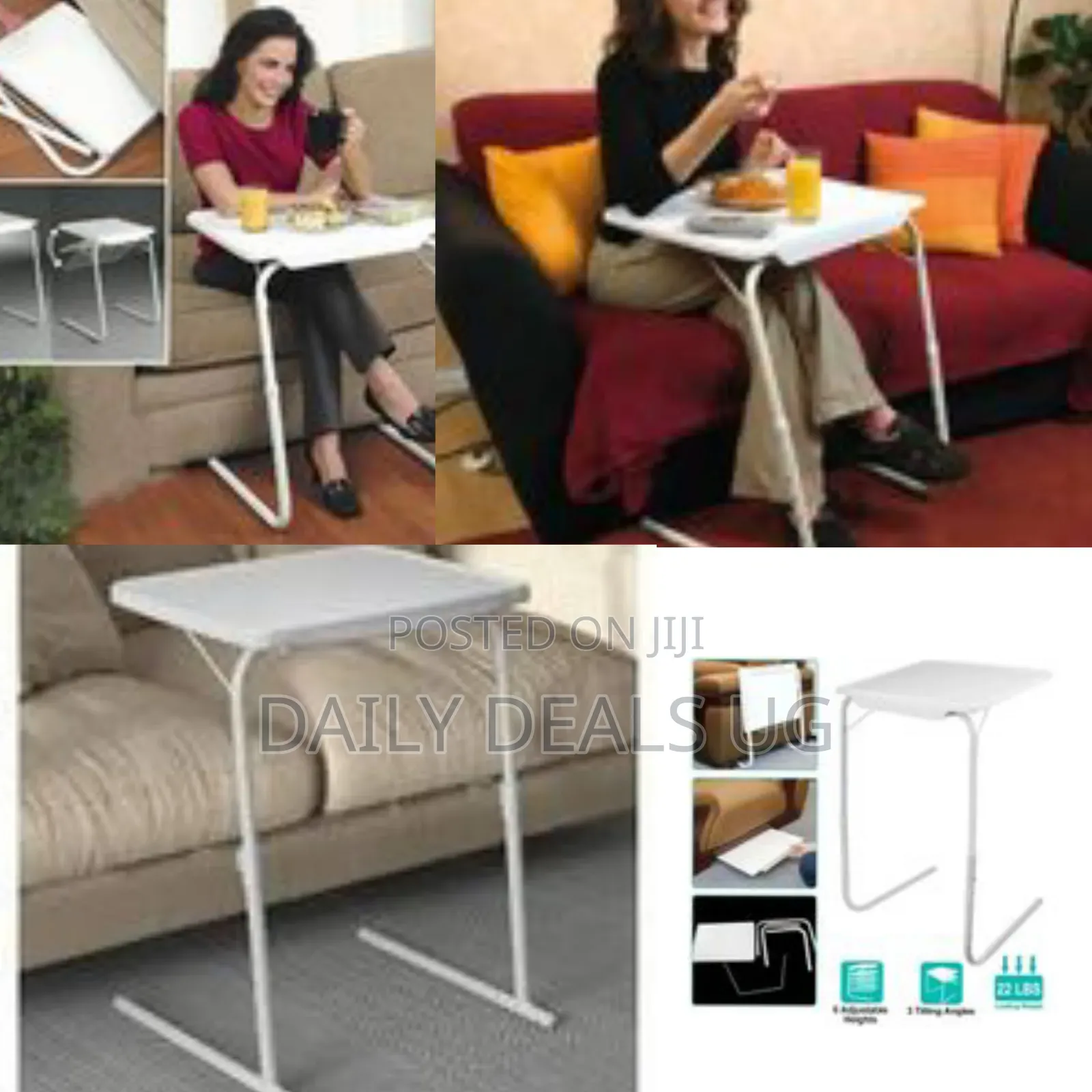 Adjustable Multi Position Portable Folding Tv Tray Table Mate for Bed