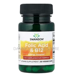 Swanson Folic Acid and B12, 30 Capsules