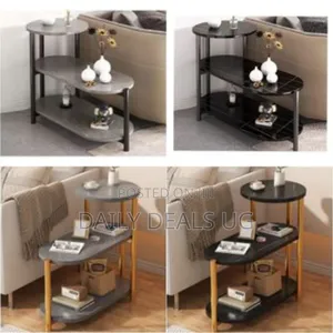 Narrow Nightstand 3 Tiers Faux Storage Marble-Style Small Spaces