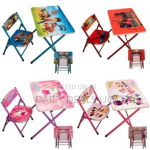 Foldable Characters Kids Table and Chairs Portable Cartoon Activity