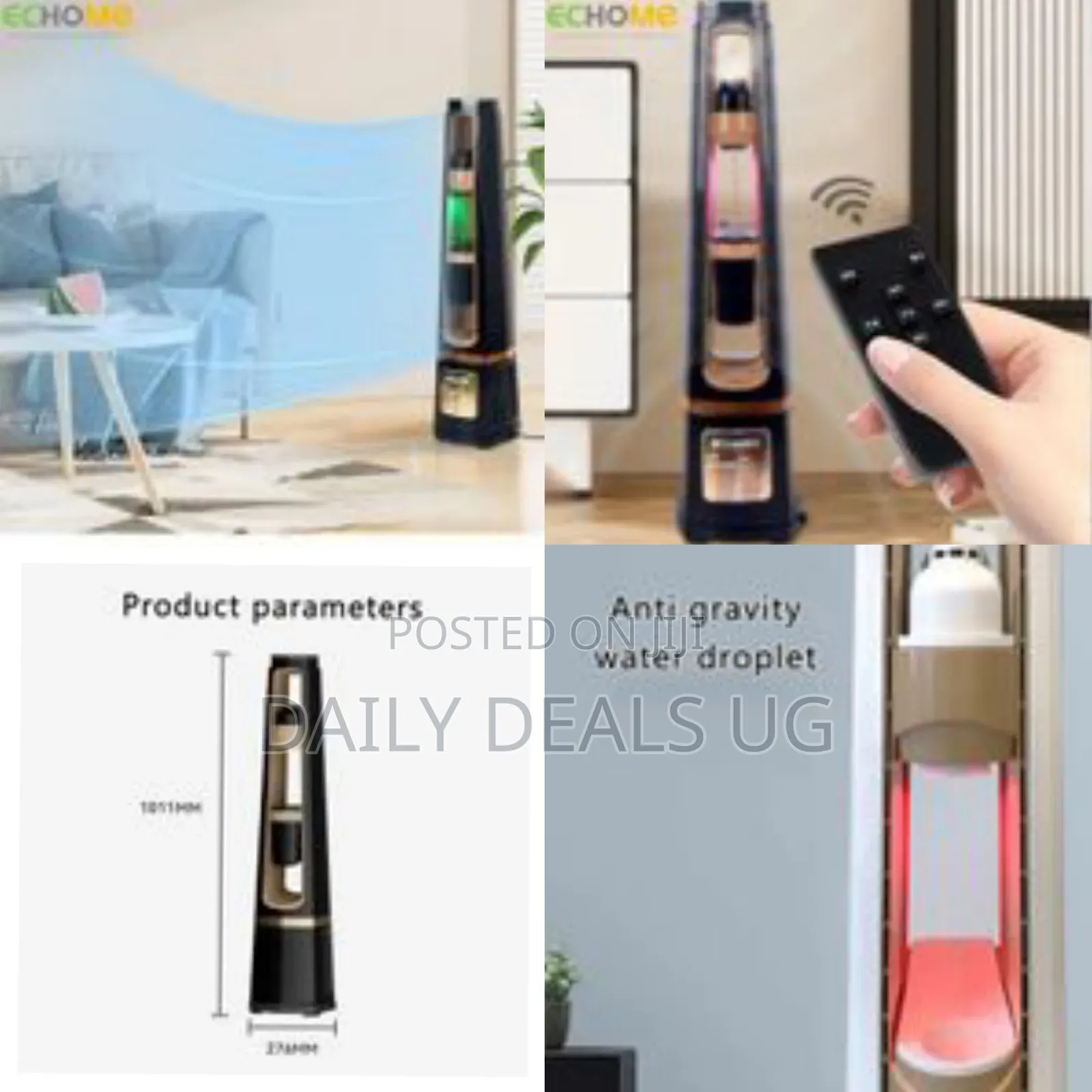 5in1 Bladeless Fan With Remote Control Floor Humidifying Aromatherapy