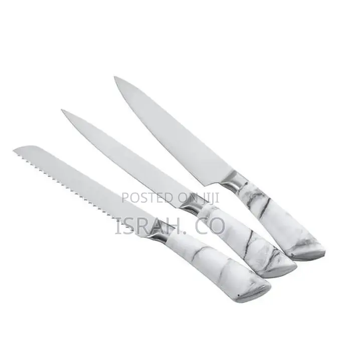 Kitchen Knife Block Set, Marble Covered 7 Piece Knives Set