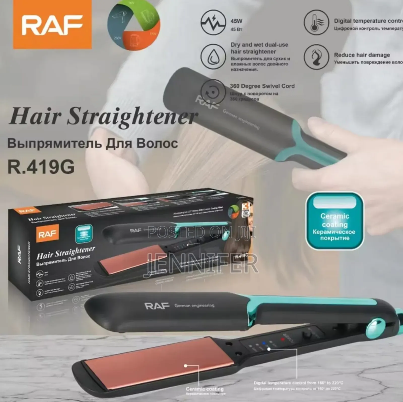 Raf Professional PTC Electric Hair Straightener Iron