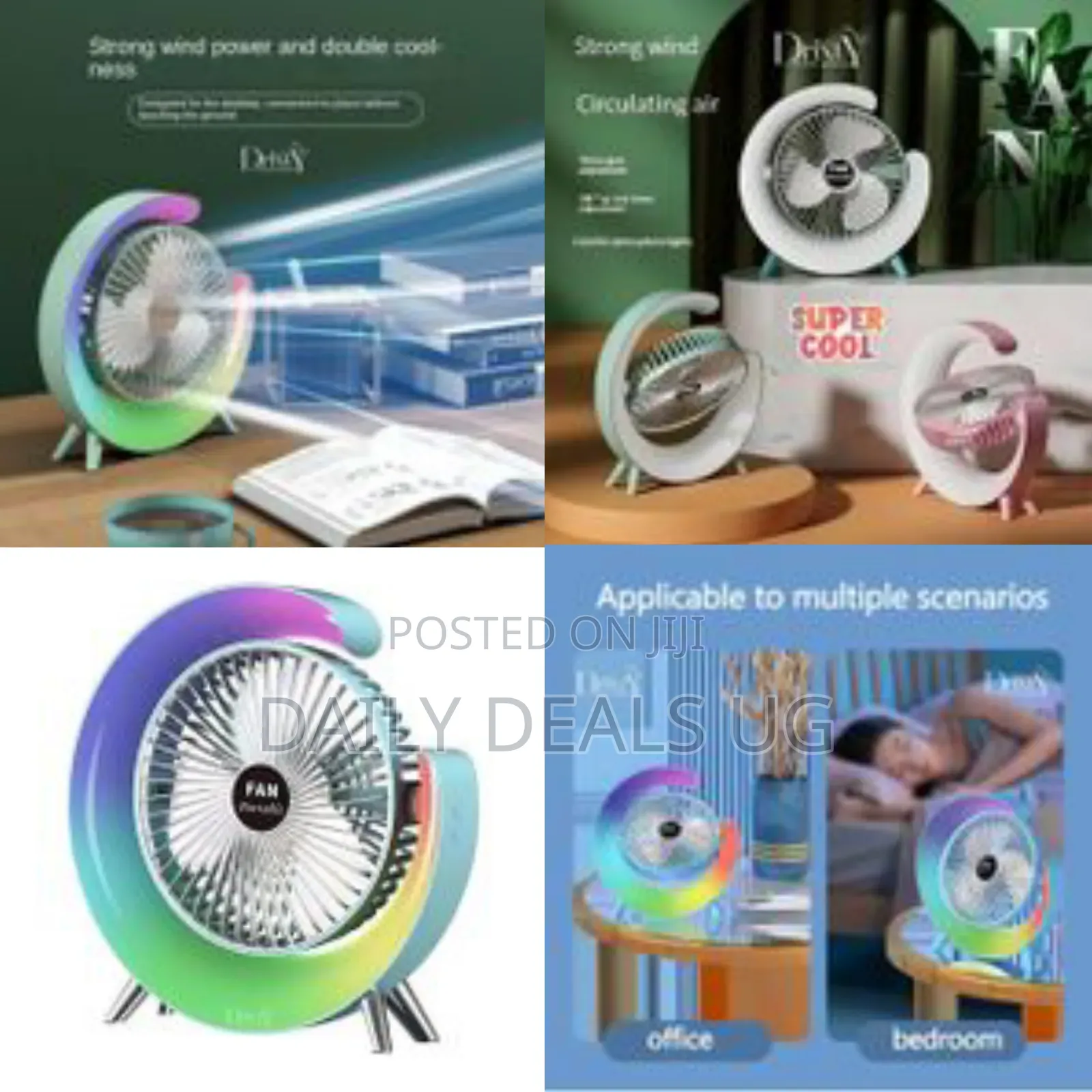 Desktop 5-Light Mini Fan With Led Lighting Rechargeable Fan
