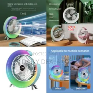 Desktop 5-Light Mini Fan With Led Lighting Rechargeable Fan