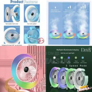 Desktop 5-Light Mini Fan With Led Lighting Rechargeable Fan