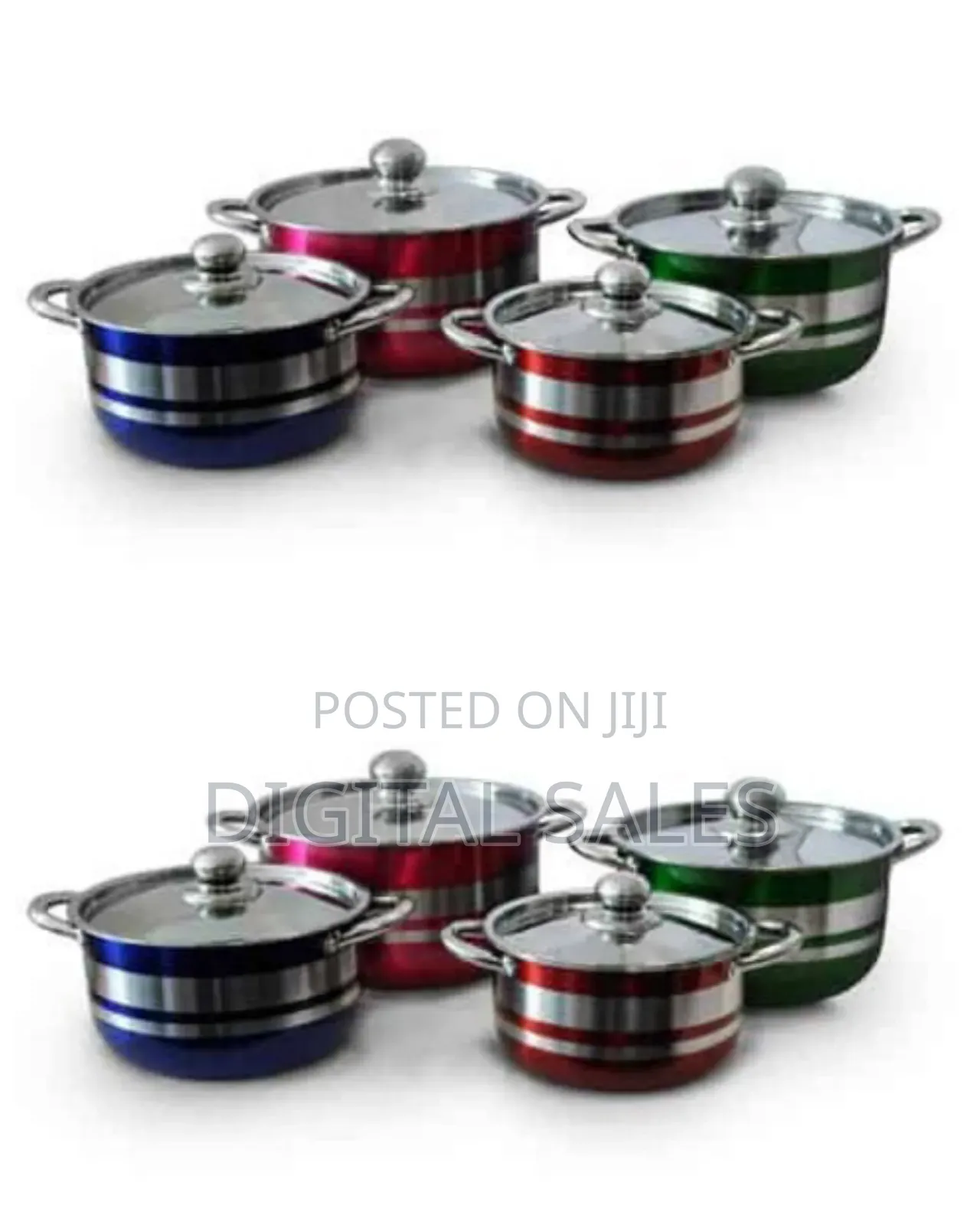 8 Piece Stainless Steel Saucepans Cookware Pots, Multi-Colours
