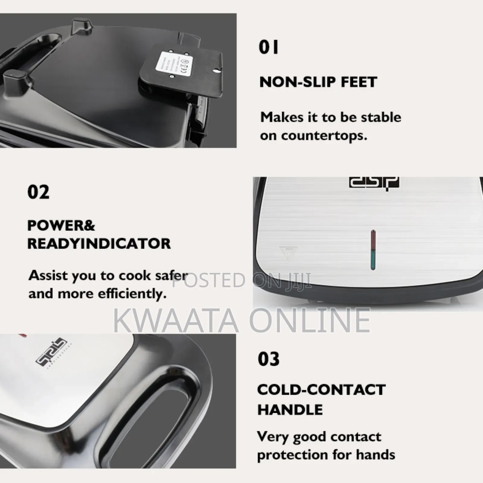 DSP Sandwich Maker 1400w Fixed Triangle Plates Thermostat Control