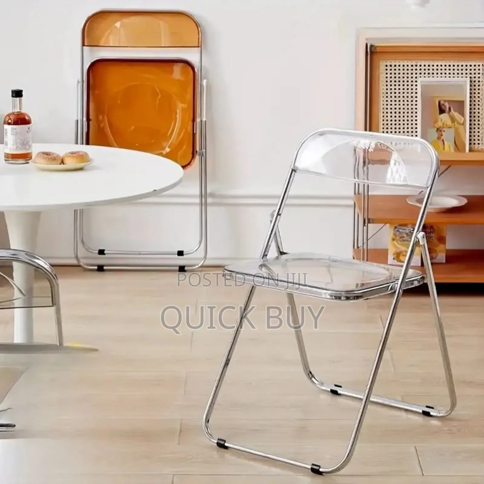 Folding Dining Chair,Plastic Panel Metal Chrome Frame