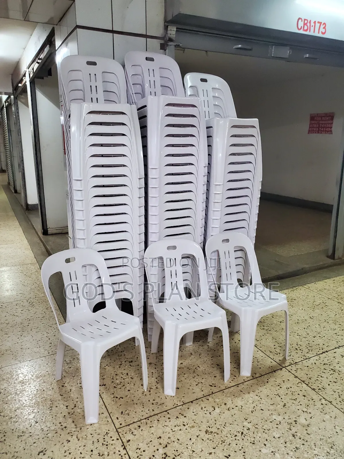 White Plain Armless Plastic Chairs