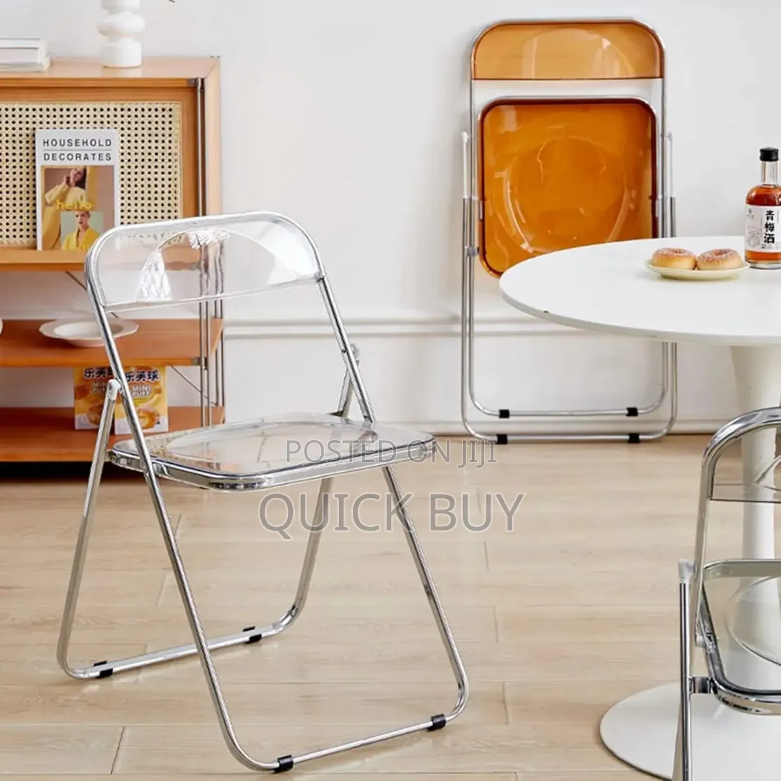 Folding Dining Chair,Plastic Panel Metal Chrome Frame