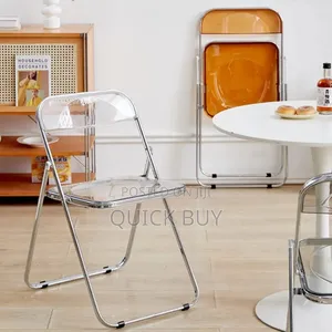 Folding Dining Chair,Plastic Panel Metal Chrome Frame