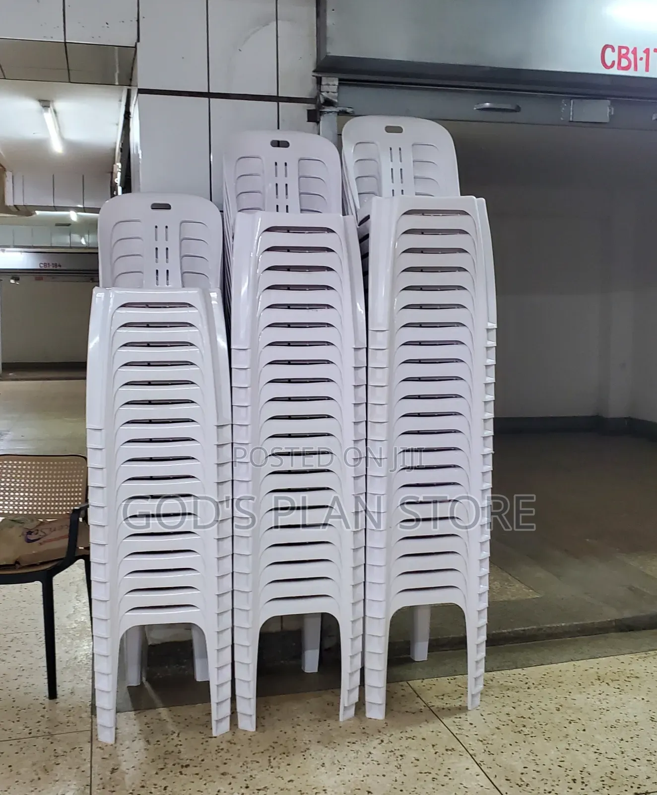 White Plain Armless Plastic Chairs