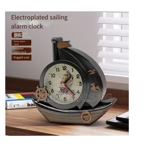 Electroplated Sailboat Table Alarm Clock Vintage Desk Retro Model