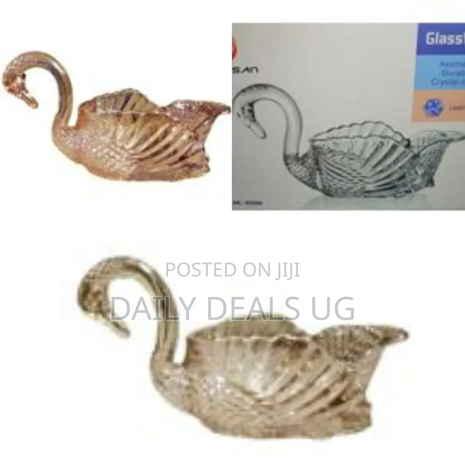Swan Decorative Center Piece, Cookie, Candy Bowl Jar Storage -Brown