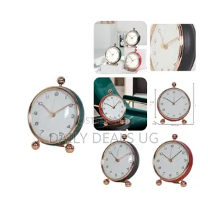 6 Inch Analog Alarm Clock, Modern Silent Metal Non-Ticking Table Clock