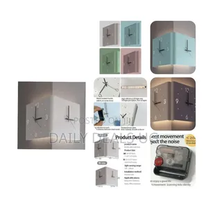 Folding Wall Corner Clock, Digital Sensor Luminous Double Sided Corner