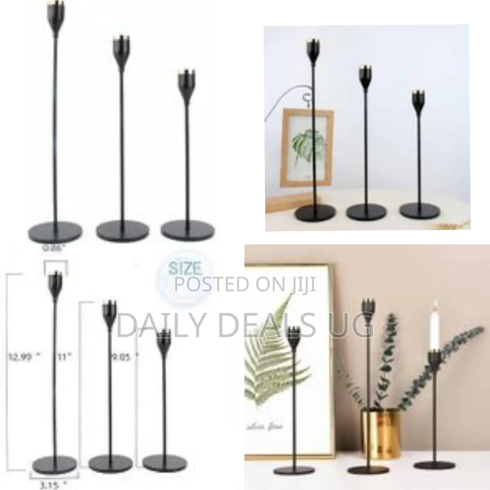 Candlestick Holders for Dining Room Table 3 Set, 9"X11"X13"