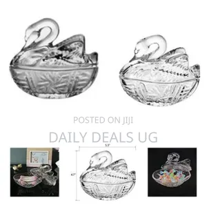 Swan Shaped Glass Candy Dish With Lid Sugar Bowl Cookie Jarparty Decor
