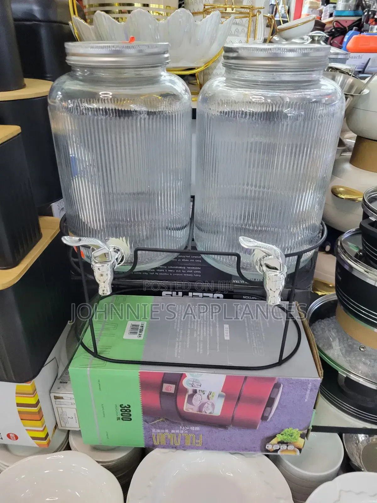 2pics Glass Beverage Juice or Water Dispenser 3.8l