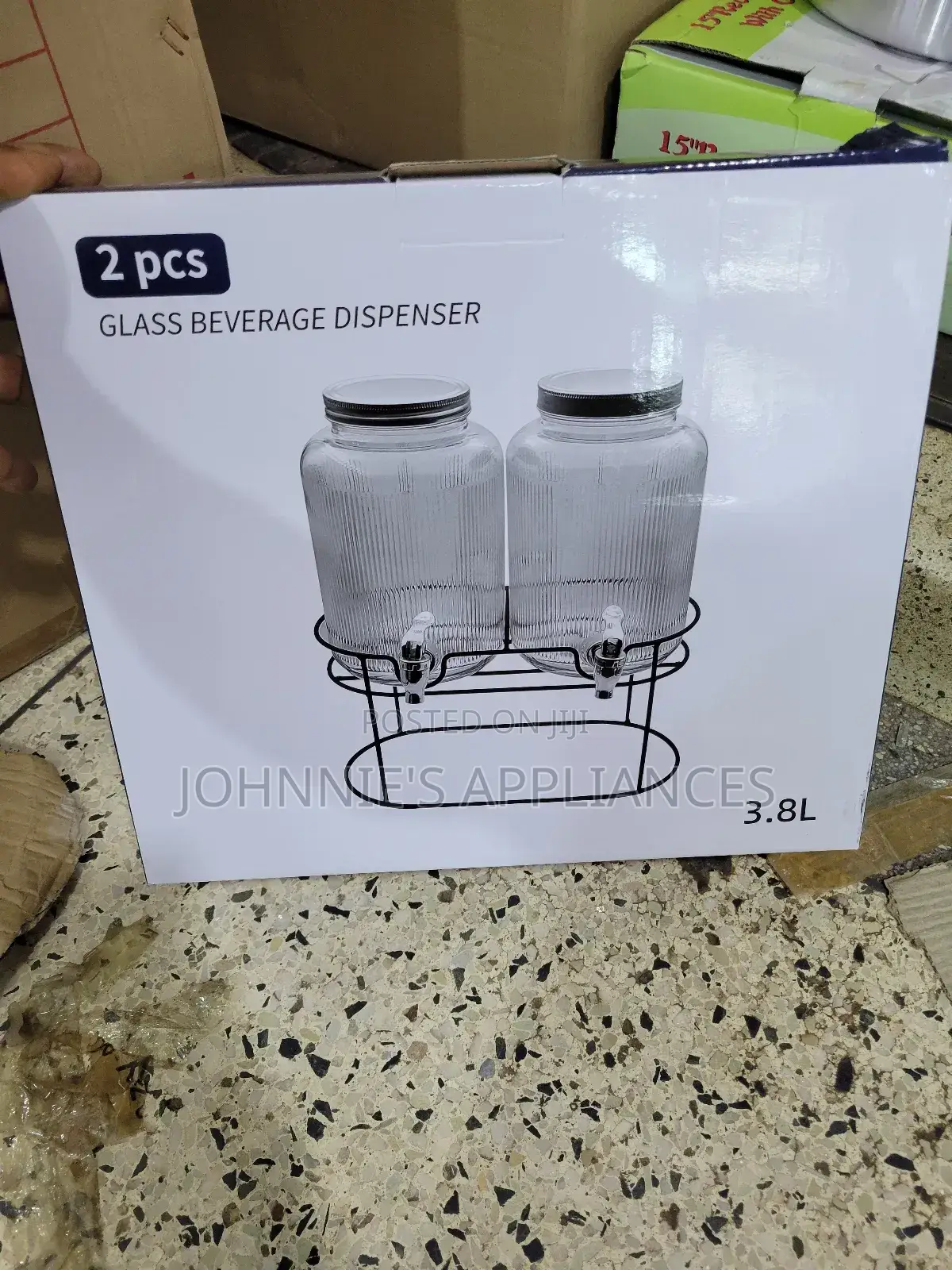 2pics Glass Beverage Juice or Water Dispenser 3.8l