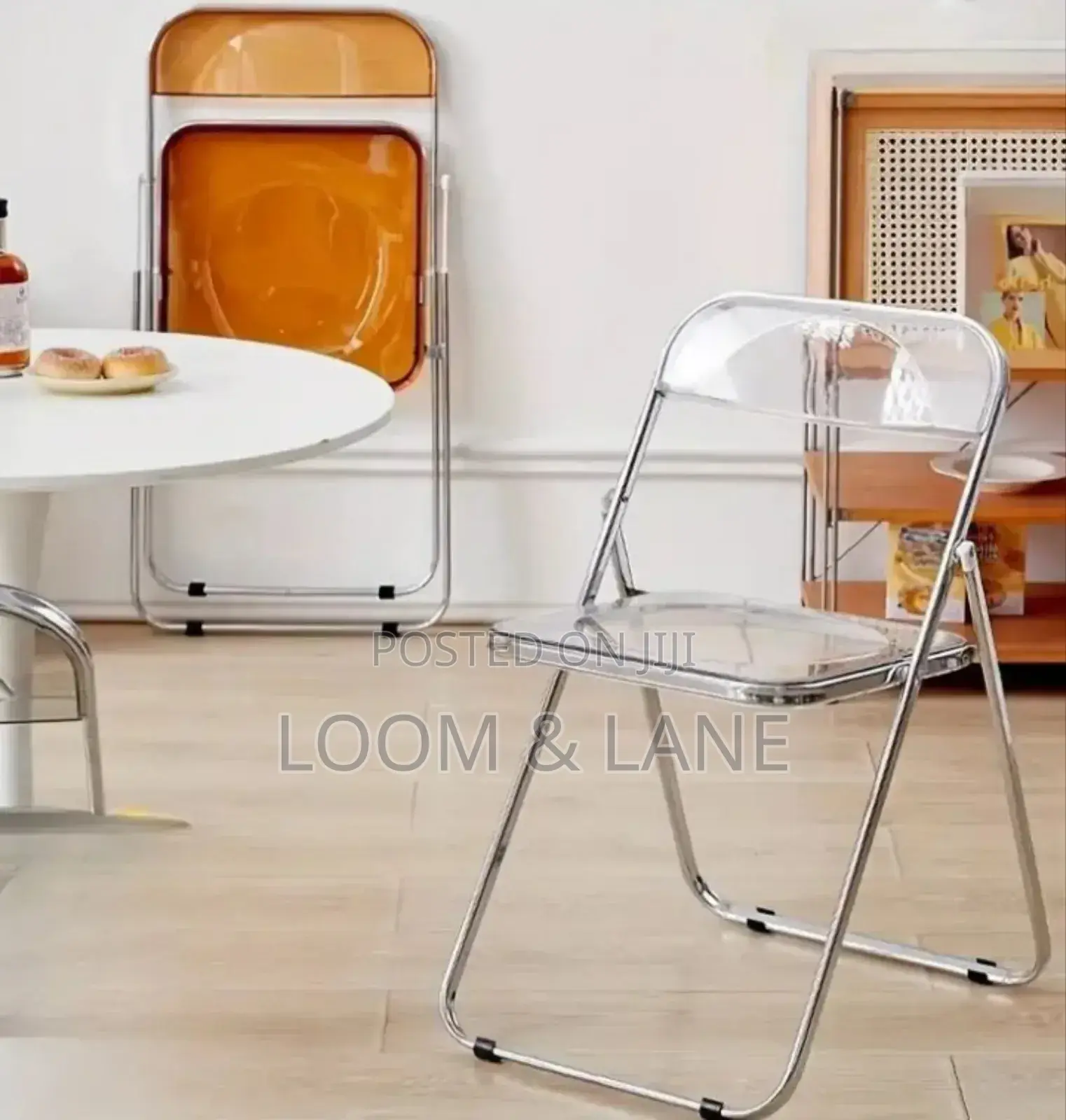 Folding Dining Chair,Plastic Panel Metal Chrome Frame