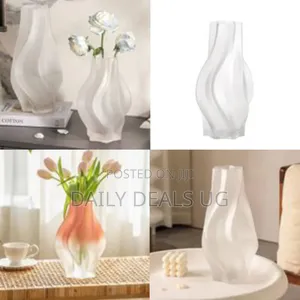 Modern Art Twists Ceramic Flower Vase, Irregular Shaped Clear Glass
