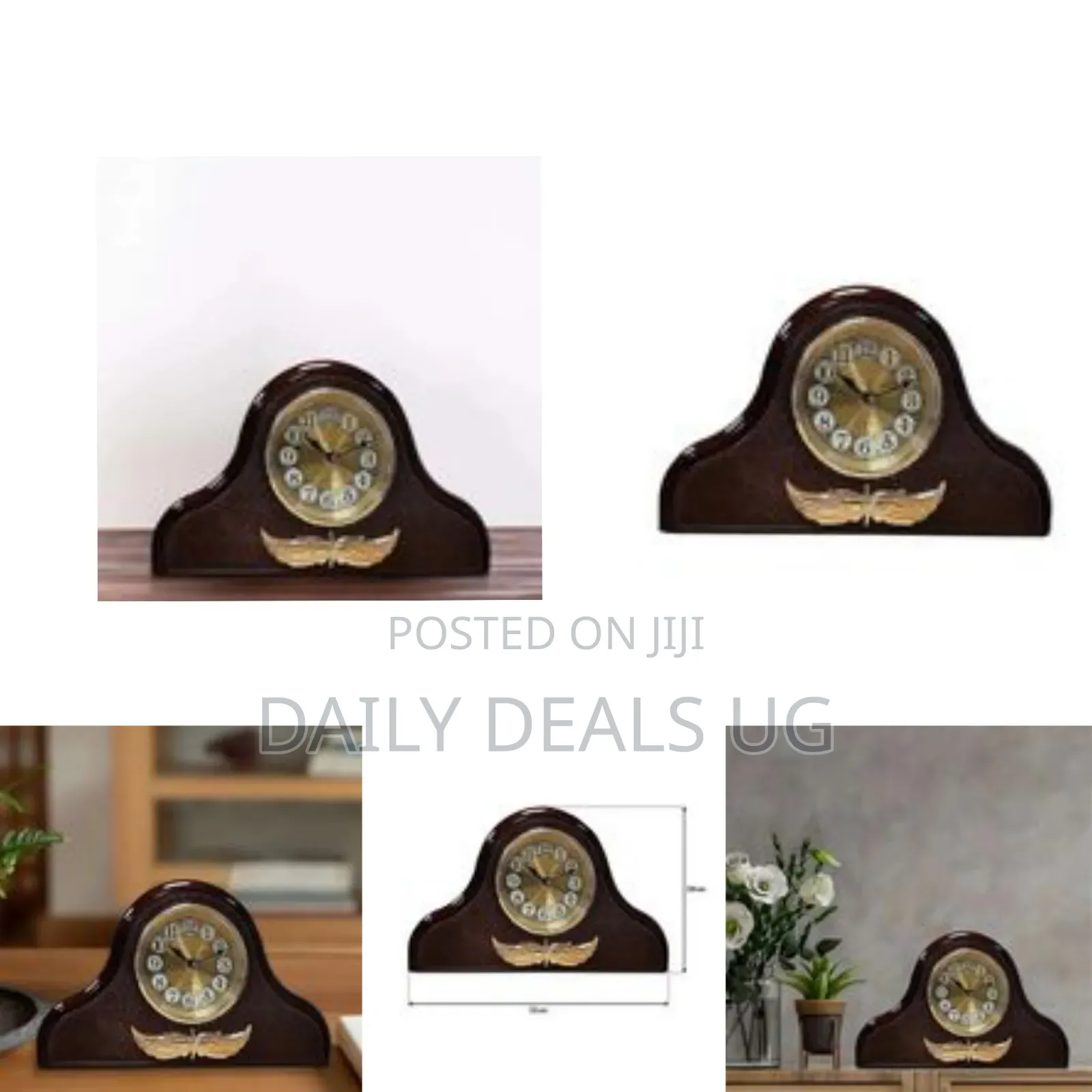 Mantel Clock Silent Wood Shelf Desk Fireplace