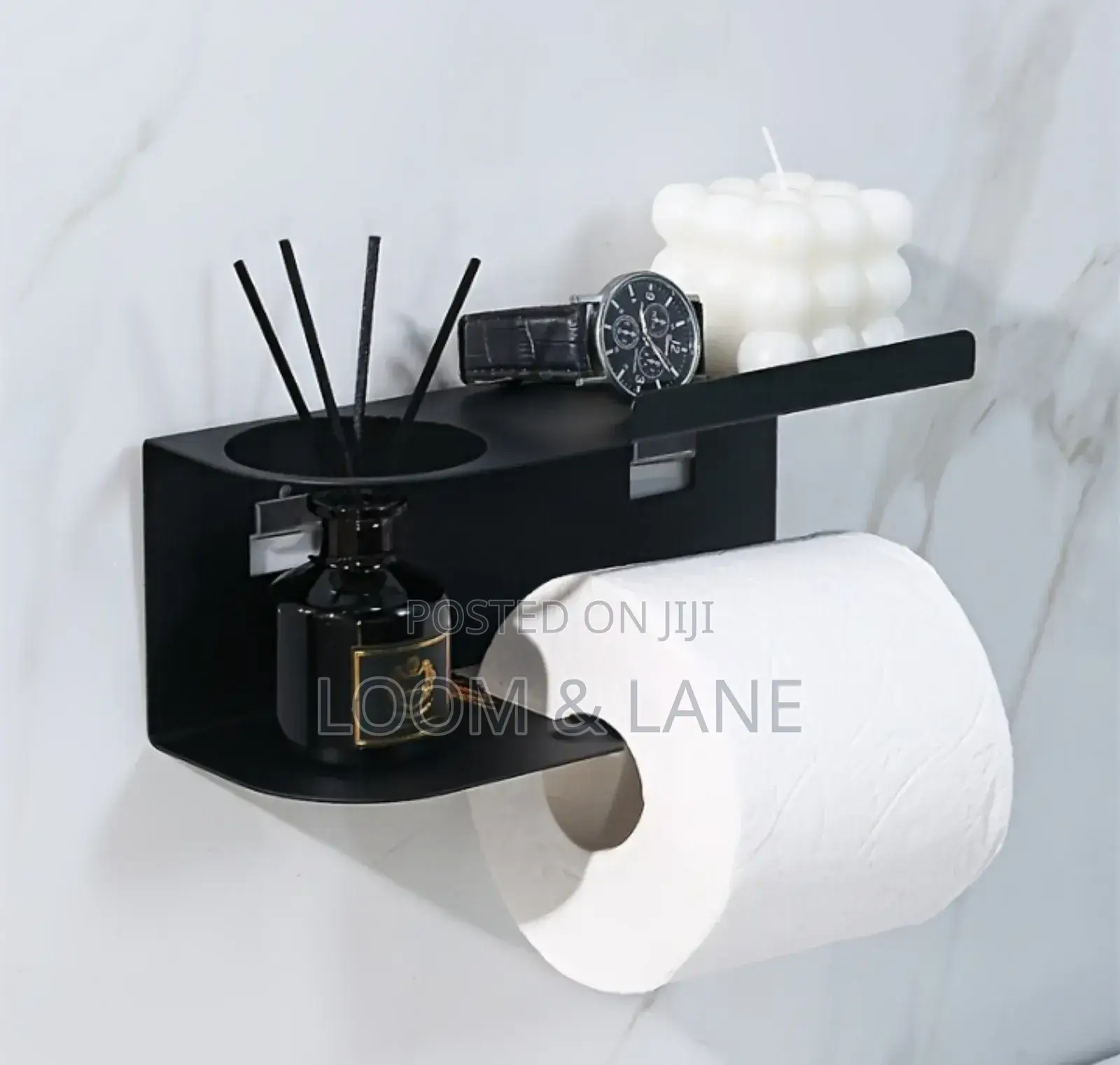 Wall-Mounted Toilet Paper Holder Black
