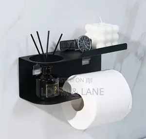 Wall-Mounted Toilet Paper Holder Black