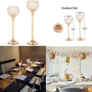 Gold Crystal Candle Holders Set of 2